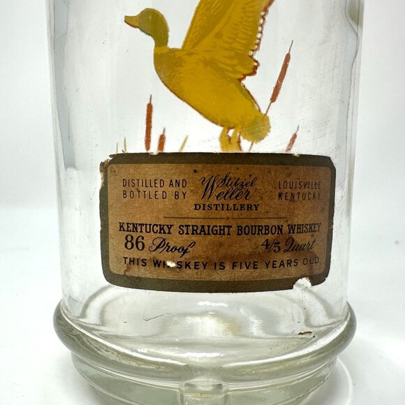 Vtg Cabin Still Bourbon Glass Decanter Sportsman Mallard Duck Amber Stopper - Picture 4 of 16